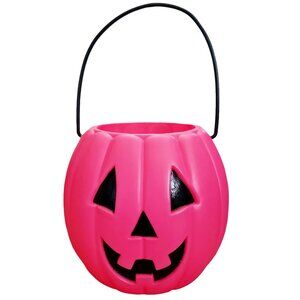 Lisa Frank PINK Pumpkin Jack O Lantern Blow Mold Candy Bucket Halloween JOL RARE